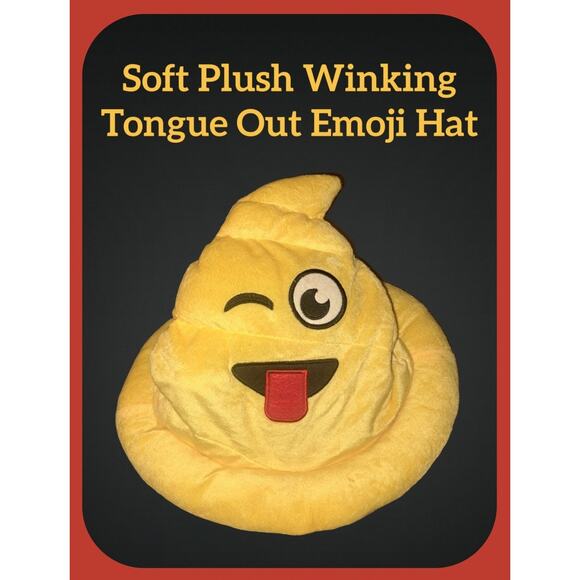Soft Plush Winking & Tongue Out 12" Emoji Wizard Hat - Picture 1 of 7